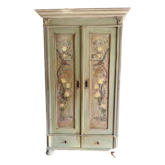 Vintage Chinoiserie Painted Wardrobe, 1930s For Sale