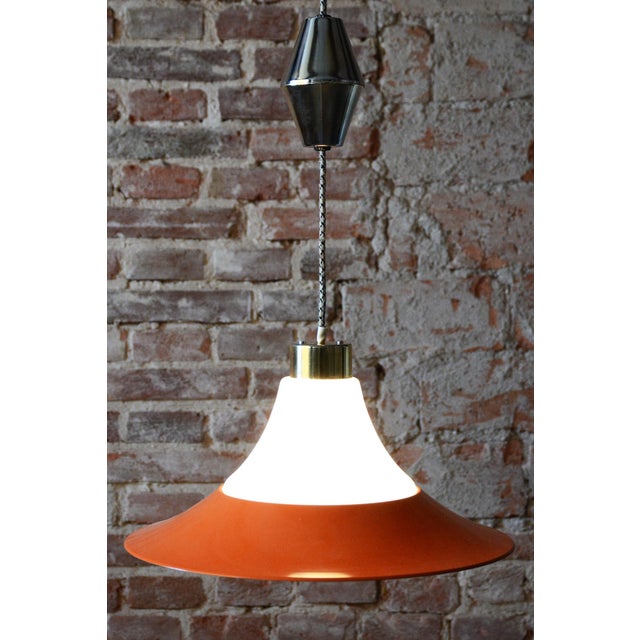 Mid-Century Chandelier in Brass and Lacquered Steel, Czech, 1960s For Sale - Image 16 of 18