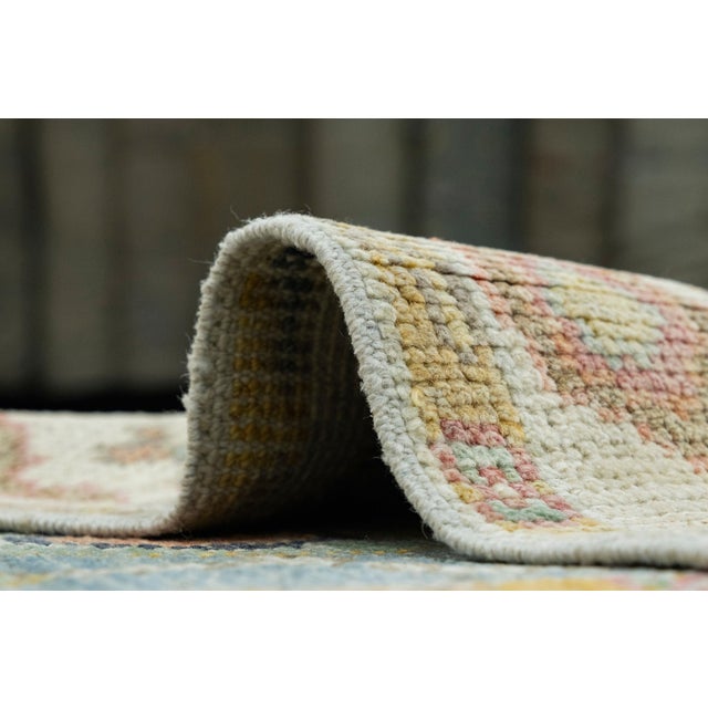 Blue Turkish Oushak Runner Rug 2'2" x 6' #17319 For Sale - Image 8 of 8