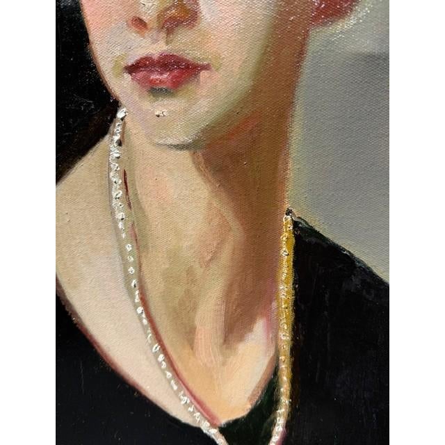 Modern Lady in Pearls, an Oil Painting by Susan Cohen For Sale - Image 3 of 4