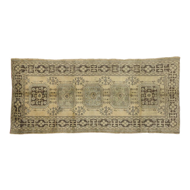 Vintage Turkish Oushak Hallway Runner - 04'09 X 10'09 For Sale