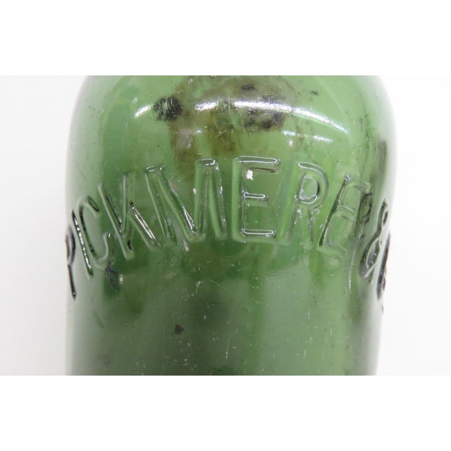 Traditional Pickmere and Co Nantwich Blown Glass Bottle Empty Green Embossed Vessel 5122b For Sale - Image 3 of 12