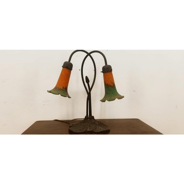 Vintage 2-Light Table Lamp with Decorated Murano Glass For Sale - Image 5 of 17