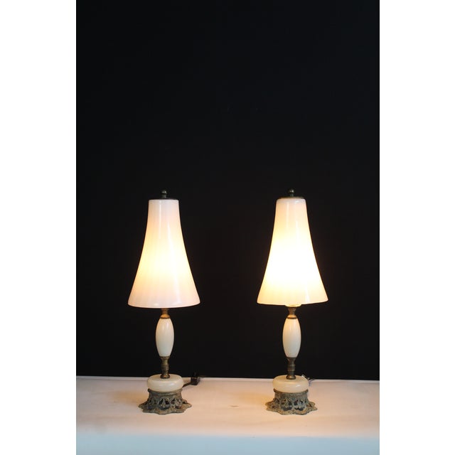 French Petite Pair of Petite Maison Charles Style Boudoir Lamps For Sale - Image 3 of 15