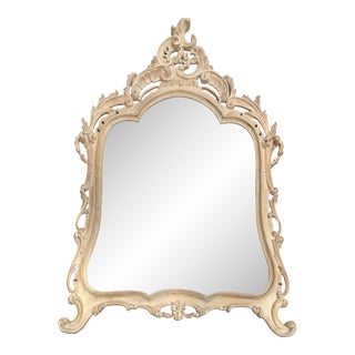 Vintage Kreiss "Excelsior" Bleached Carved Wood Wall Mirror For Sale