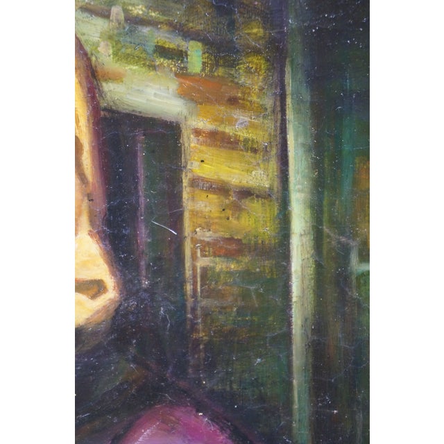 Late 20th Century Woman Gathering Twigs Portrait Oil Painting on Linen After Morgan Weistling 32" For Sale - Image 10 of 11