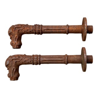 Large French Cast Iron Fountain Spouts, Overall Length 18.5 Inches For Sale