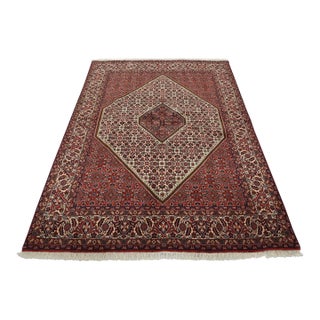 Fine Bidjar Rug 6’7” X 8’2” Ivory Wool Traditional Hand-Knotted Oriental Carpet For Sale