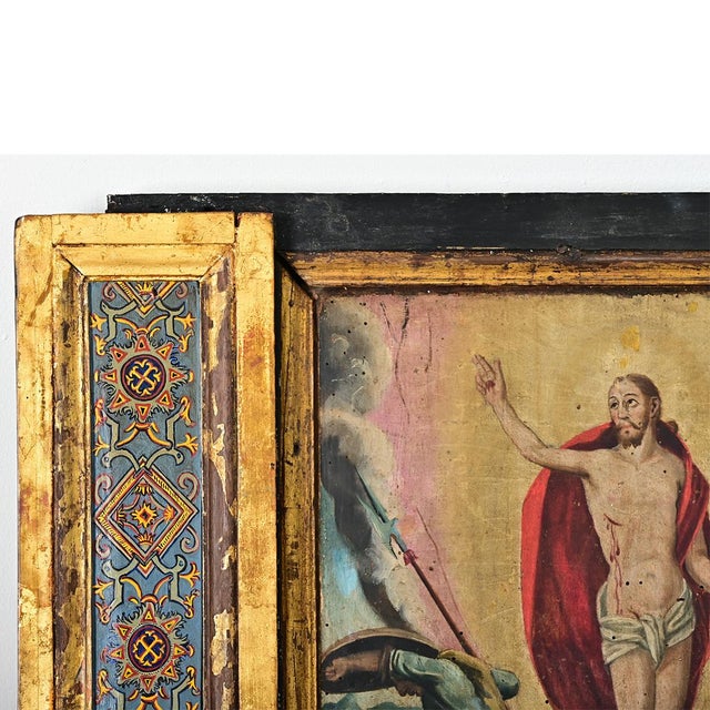 Wood Portuguese 18th Century Resurrection of Christ Painting on Wood For Sale - Image 7 of 10