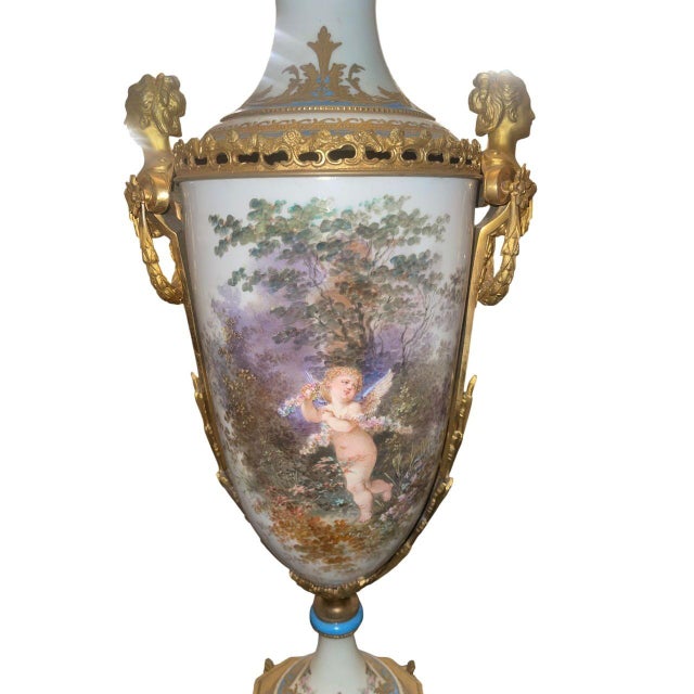 Cristalleries De Sevres 19th Century Sèvres Porcelain Urn With Gilt Bronze Mounts For Sale - Image 4 of 7