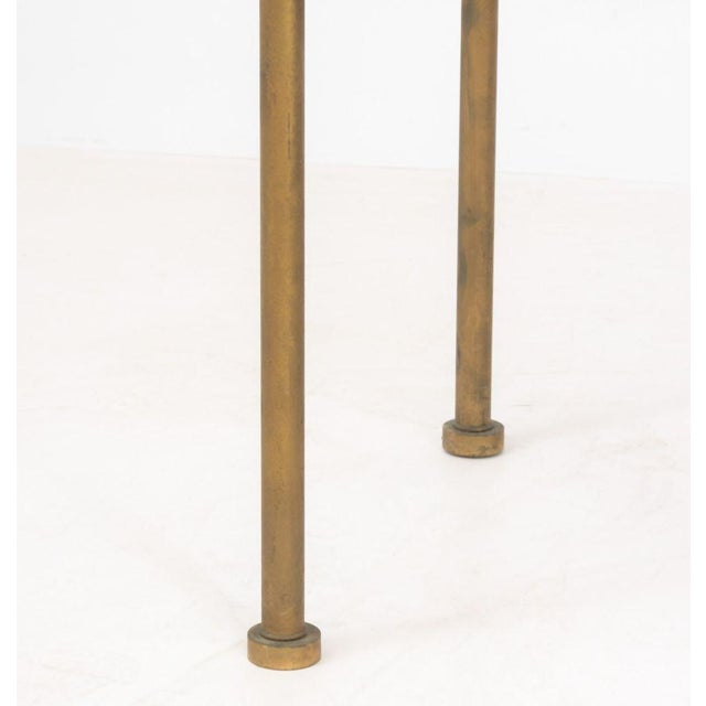 Modern Pink Travertine Brass Side Tables, Pair For Sale In New York - Image 6 of 7
