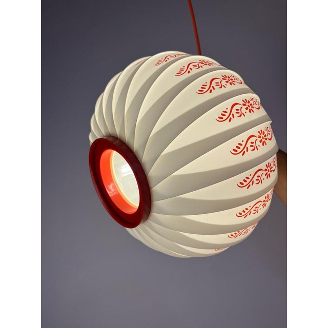 Pendant Lamp with Red Floral Details by Lars Schiøler For Sale - Image 9 of 11