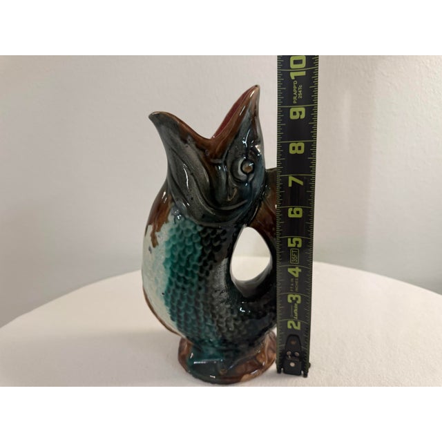 Early 20th Century Majolica Gurgling Fish Antique Pitcher For Sale - Image 10 of 10
