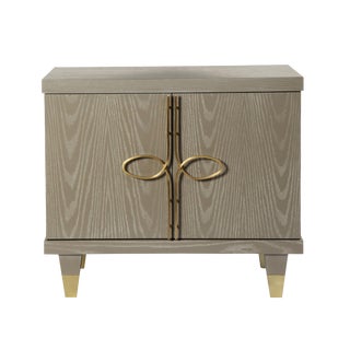 Chloe Nightstand With Doors (Cerused Latte)