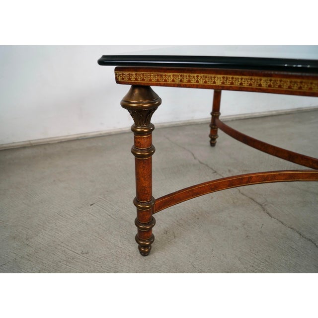 Brick Red 1970’s Hollywood Regency Maitland & Smith Leather & Brass Coffee Table For Sale - Image 8 of 12