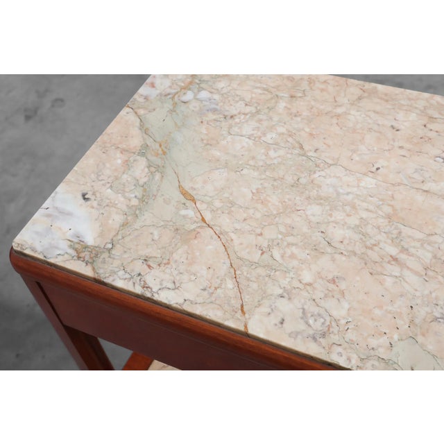 Art Deco French Bedside Tables with Marquetry and Marble Tops, 1940s, Set of 2 For Sale - Image 14 of 18