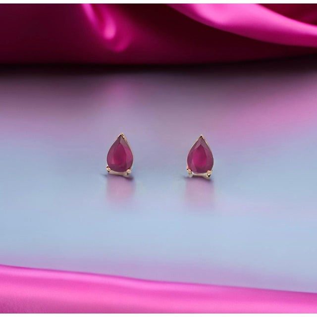 Natural Ruby Stud Earrings 14k Yellow Gold 2.70 TCW Certified For Sale - Image 9 of 10