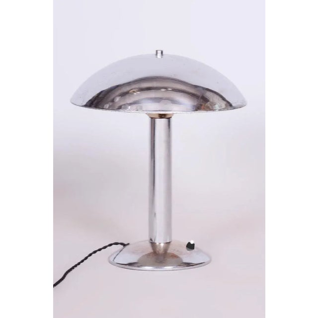 Silver Art Deco Table Lamp attributed to Napako, Former Czechoslovakia, 1930s For Sale - Image 8 of 8