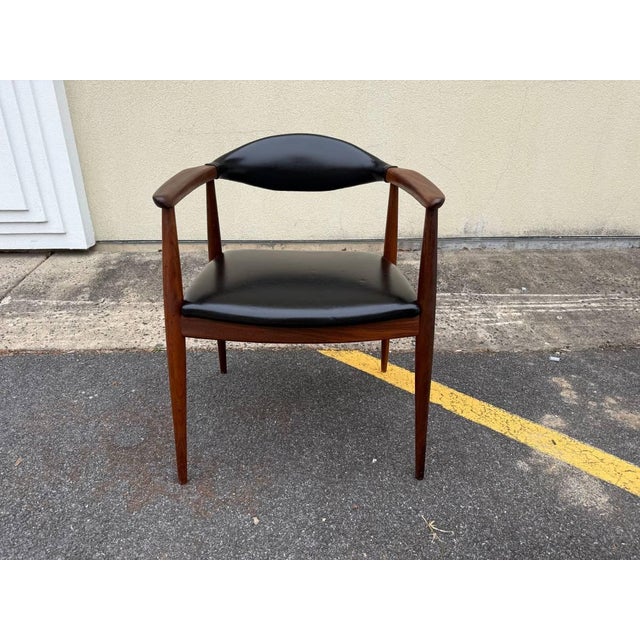 Mid 20th Century Mid Century " Model Casala" Teak Black Vinyl Armchair For Sale - Image 11 of 12