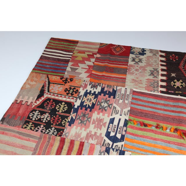 Mid 20th Century One of a Kind Turkish Kilim Patchwork Rug for Contemporary Interiors -5' 11'' X 8' For Sale - Image 4 of 10