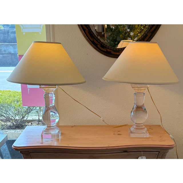 Design Plus Gallery presents a Pair of Table Lamps from the 1970s. These crystal baluster table lamps combine a classic...