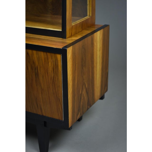 Wood Mid-Century Modern Walnut Showcase Cabinet by R. T. Halas, Poland, 1960s For Sale - Image 7 of 11