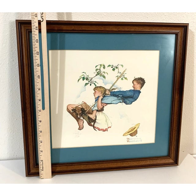 1970s Norman Rockwell "Young Love: Swinging Framed Art Print VTG 1970-1979 Reproduction For Sale - Image 5 of 7