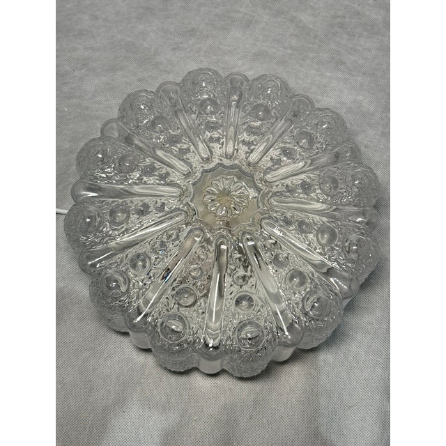 Vintage Textured Glass Flush Mount Ceiling Light, 1970s, in Flawless conditions. Designed 1970 to 1979 Up to 250V...