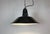Industrial French Black Enamel Factory Pendant Lamp, 1960s For Sale - Image 9 of 17