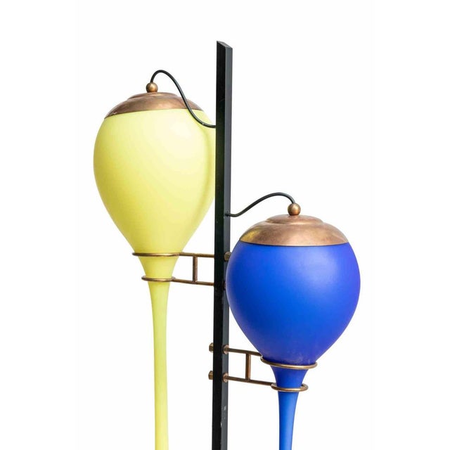 Yellow and Blue Lamp from Stilnovo, Mid-20th Century For Sale - Image 5 of 7