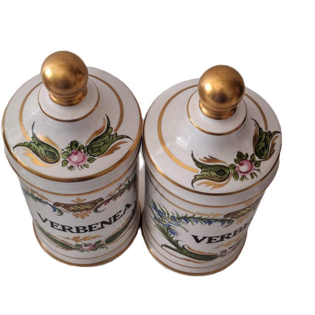 Mid 20th Century French Provence Style Carlin Comforts Pair of Apothecary Jars For Sale - Image 9 of 11