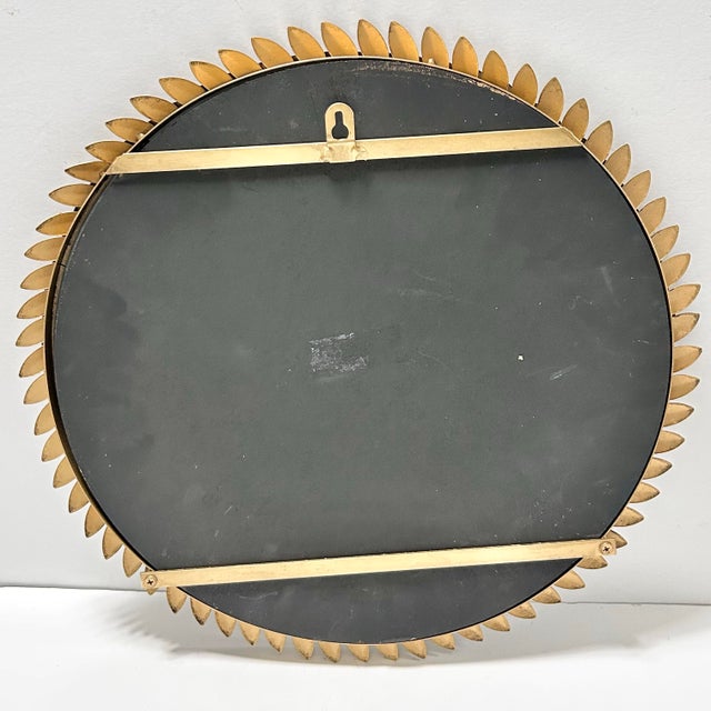 Metal Vintage Laurel Leaf Round Wall Mirror in Antiqued Gold Metal, 16.5" For Sale - Image 7 of 7