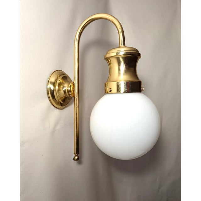 Large Sconce in Brass and Opaline, 1950s For Sale - Image 6 of 12
