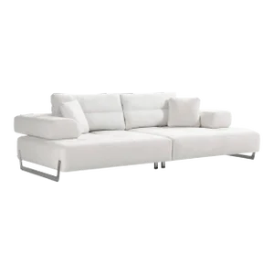 Pasargad Home Ravenna Sofa With Sliding Back & Armrests, White