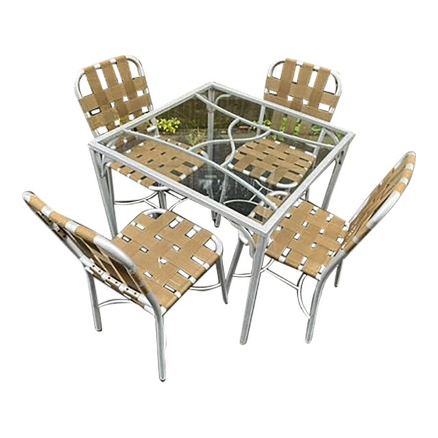 Vintage Aluminum Table and Chair Set For Sale