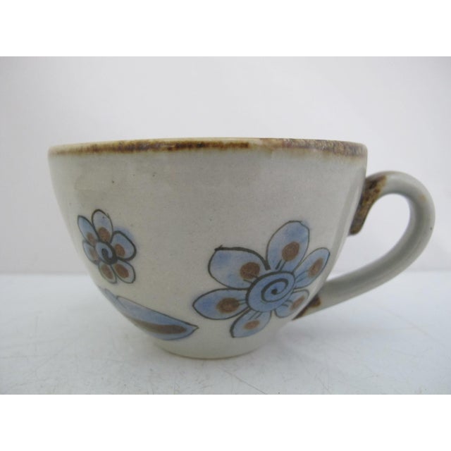 Ceramic Ken Edwards El Palomar Blue Bird Tonala Mexico Folk Art Coffee Tea Cup & Saucer For Sale - Image 7 of 12