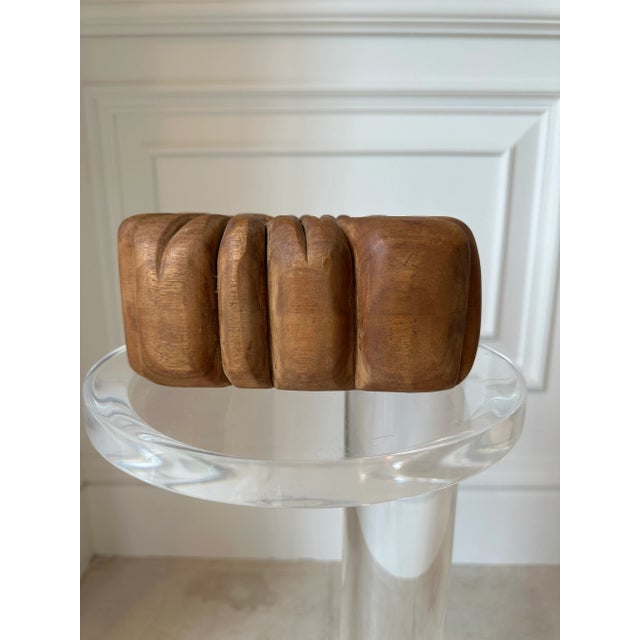 Wood Vintage Handcarved Wood “Box” Sculpture-Made in France For Sale - Image 7 of 14