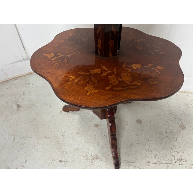 Antique Mute Serving Table with Three Marquetry Trays, 1800s For Sale - Image 5 of 13