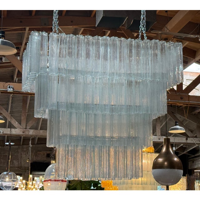 1960s Murano Rectangular Chandelier, 148 "Tiedro" Glass Elements For Sale - Image 4 of 16