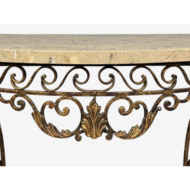 Gold Maitland Smith, Console Table, Gilt Metal, Tesselated Marble, Philippines, 1980s For Sale - Image 8 of 13