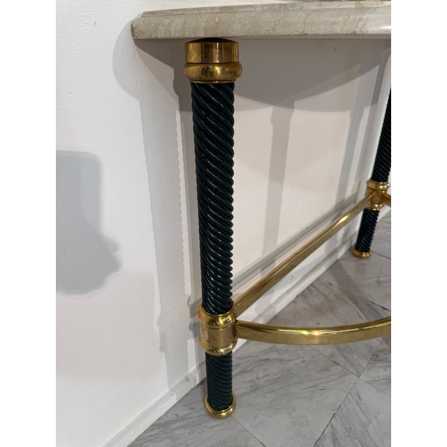 1970s Italian Console With Mirror, Lacquered Dark Green - Set of 2 For Sale - Image 11 of 14