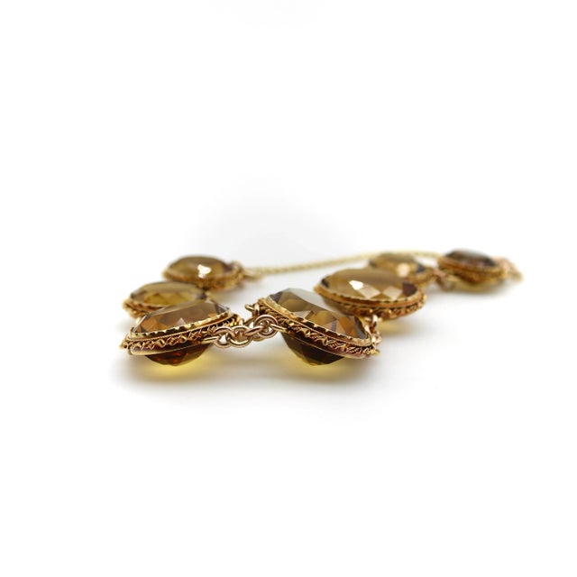 Late 19th Century Late 19th Century Victorian 14k Gold and Citrine Gemstone Bracelet For Sale - Image 5 of 7
