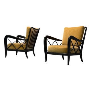 Paolo Buffa Attr, Italian Mid-Century Modern, Camel Mohair, Lounge Chairs, 1940s For Sale