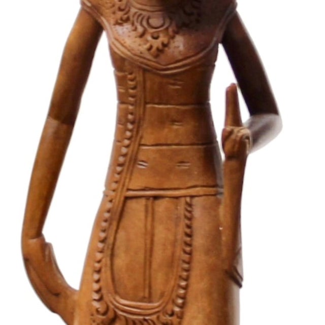 Brown 1950s Indonsian Handcarved Wood Figure of Moon Goddess For Sale - Image 8 of 11