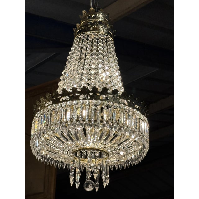 Louis XV Eight-Light Cage Chandelier with Crystal and Gilt Bronze Pendants, 1890s For Sale - Image 4 of 6
