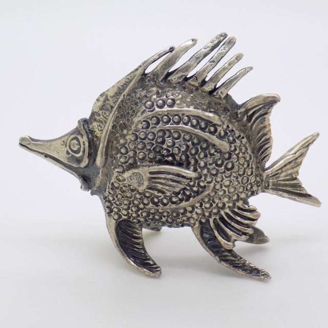 Vintage Italian Handmade Silver Longnose Butterfly Fish Figurine by Donati, Tuscany, 1950s For Sale - Image 14 of 14