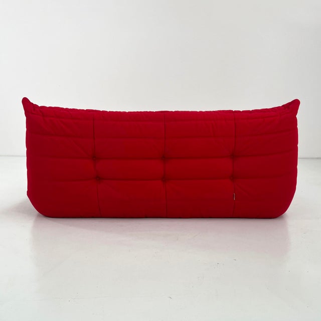 1970s Set of Red 3-Seater Togo Sofa & Ottoman by Michel Ducaroy for Ligne Roset, 1970s For Sale - Image 5 of 17
