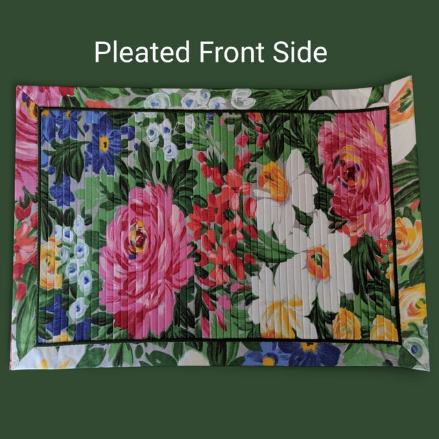 Textile Vintage Easter Spring Floral Reversible Pleated Placemats and Matching Napkins- Set of 8 For Sale - Image 7 of 12