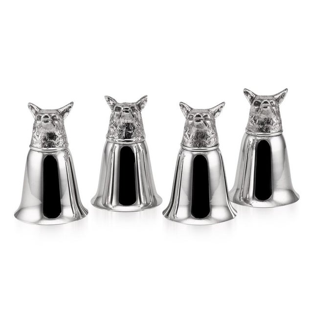 Mid 20th Century Italian Silver Plated Fox Stirrup Cups, 1970s, Set of 4 For Sale - Image 3 of 13