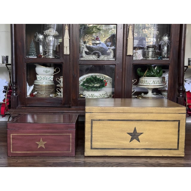 Both decorative and functional as storage chests or blanket trunks, we are proud to present this pair from the American...